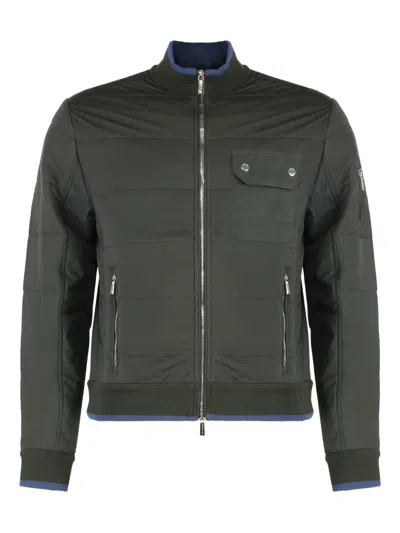 Moorer Corbin Zip-up Quilted Jacket In Green