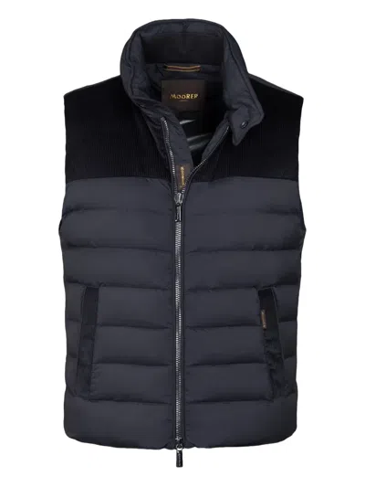 Moorer Corduroy-panel Quilted Gilet In Multi