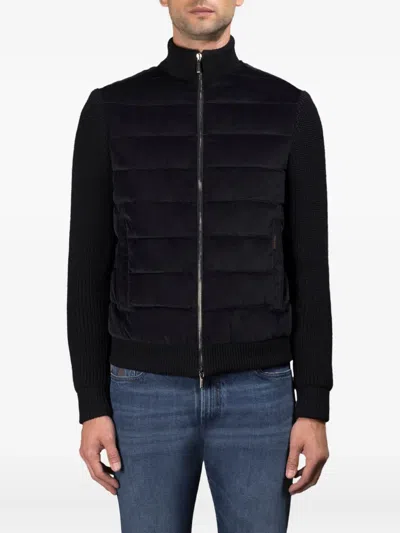 Moorer Corduroy Quilted Jacket In Black