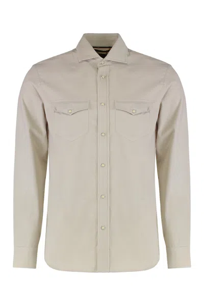 Moorer Garret-m3 Chest-pocket Button Shirt In Neutral