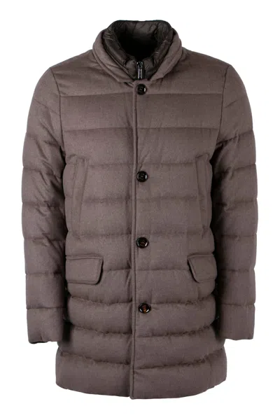 Moorer Costanzo Padded Wool-blend Coat In Brown