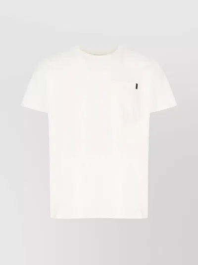 Moorer Cotton Crew Neck T-shirt With Chest Pocket In White