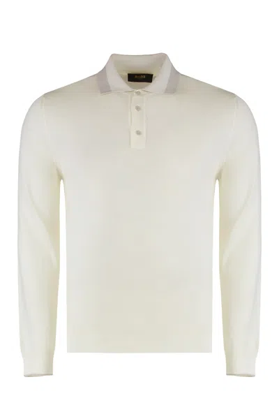 Moorer Cotton Knitted Polo In White