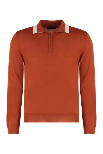 Moorer Cotton Polo In Brown