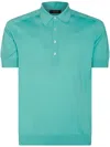 Moorer Collar Polo Shirt Ribbed Cuffs Hem In Blue