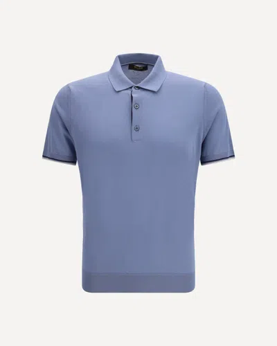 Moorer Buttoned Short-sleeve Polo Shirt In Blue