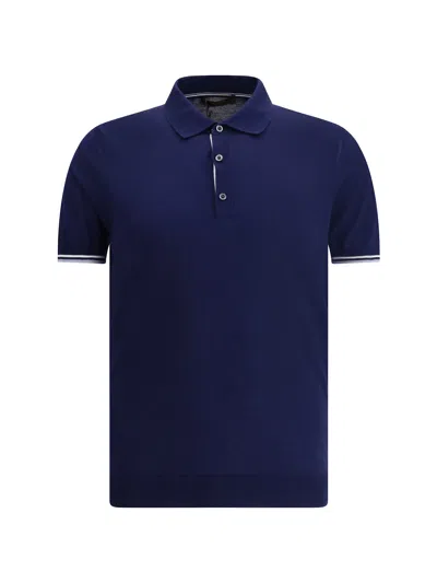 Moorer Short-sleeved Polo Shirt In Blue