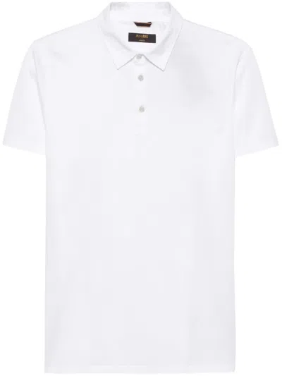 Moorer Cotton Press-stud Polo Shirt In White