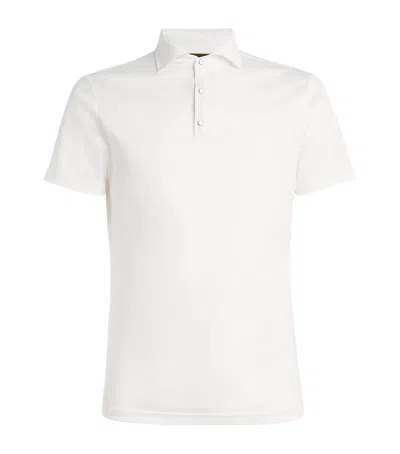 Moorer Cotton Press-stud Polo Shirt In White