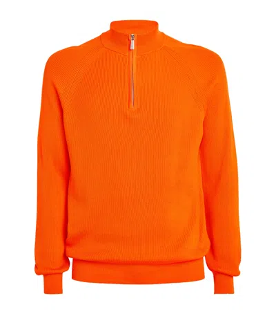 Moorer Cotton Quarter-zip Sweater In Red