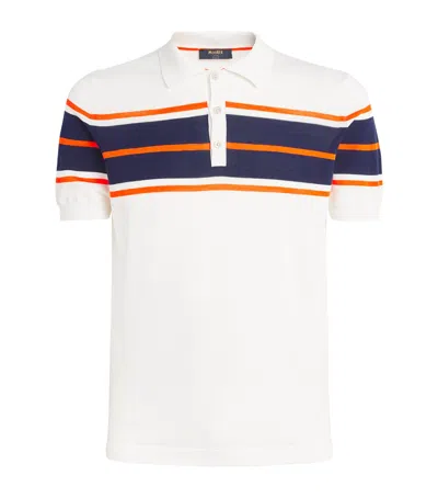 Moorer Cotton Stripe-detail Polo Shirt In White