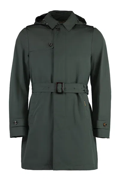 Moorer Cotton Trench Coat In Green