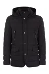 Moorer 4-pocketed Craig Down Jacket With Removable Hood In Black