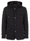 Moorer Quilted Casual Jacket With Goose Down And Flannel Details In Black