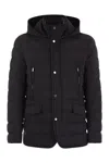 Moorer Padded Dark Blue Jacket With Central Button In Blue