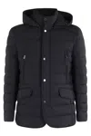 Moorer Padded Dark Blue Jacket With Central Button In Black
