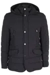Moorer Padded Dark Blue Jacket With Central Button In Dark Blu