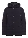 Moorer Long-sleeved Hooded Cotton Jacket In Blue
