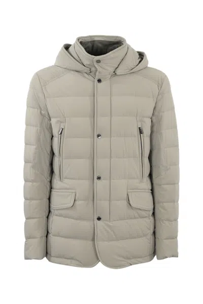 Moorer Quilted Hooded Down Jacket In Gray