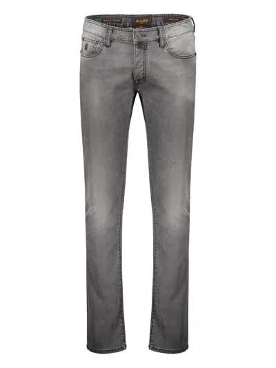 Moorer Credi Logo-patch Jeans In Gray