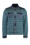 Moorer Crespi Denim Patchwork Down Jacket In Blue