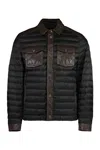 Moorer Crespi Leather Inserts Down Jacket In Brown