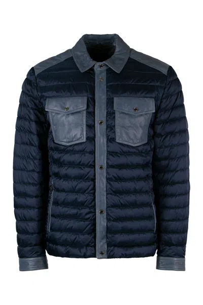 Moorer Crespi Short Down Jacket In Blue