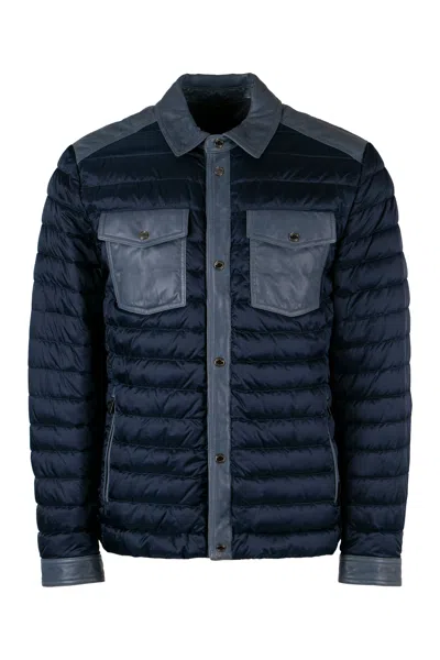 Moorer Crespi Short Down Jacket In Blue