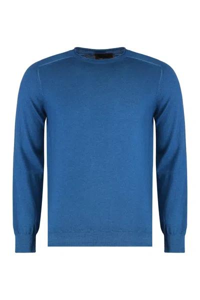 Moorer Crew Neck Sweater In Wool In Blue