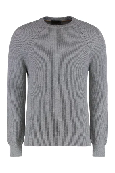 Moorer Crew Neck Sweater In Wool In Gray