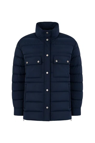 Moorer Criseideos Stand-collar Short Down Jacket Blu In Blue