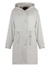 Moorer Cristina Hooded Drawstring-waistband Jacket In White