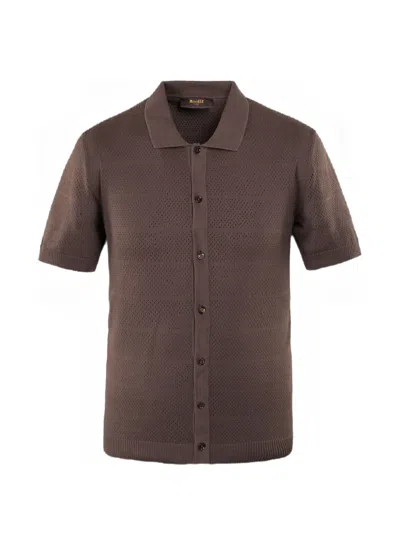 Moorer 루시어스 Ct12 버튼 프런트 셔츠 In Brown