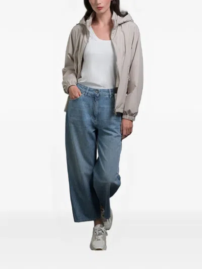 Moorer Cylia Detachable-hood Bomber Jacket In Neutral