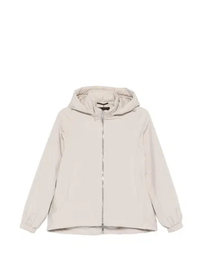 Moorer Cylia Hooded Zip Jacket In Neutral