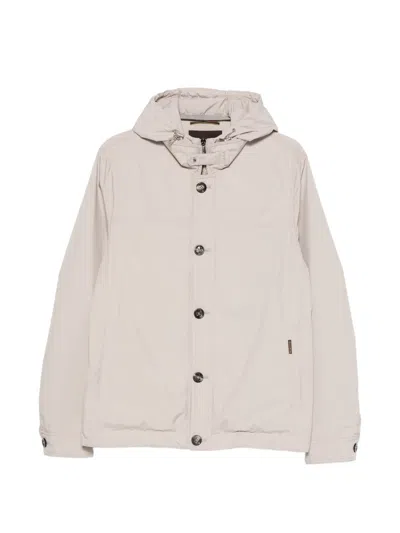 Moorer Dalens Hooded Button-fastening Jacket In Neutral