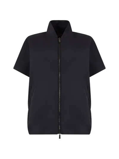 Moorer Dalia-gs Short-sleeve Bomber Jacket In Black