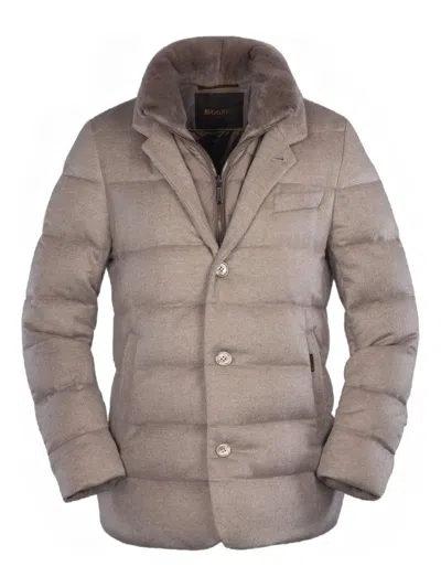 Moorer Dalton Buttoned-up Padded Jacket In Brown