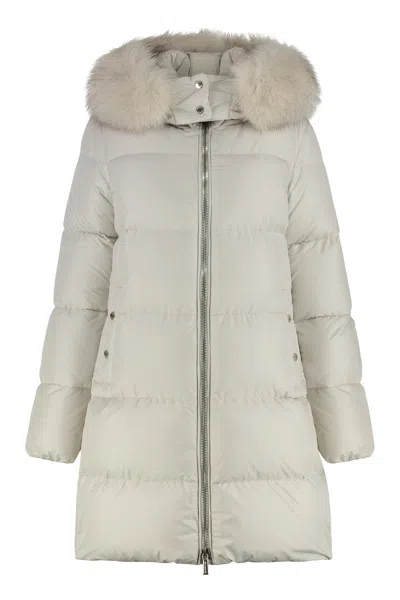 Moorer Danai Hooded Down Jacket In Ivory
