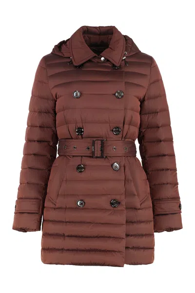 Moorer Danuja Hooded Nylon Down Jacket In Burgundy