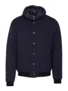 Moorer Padded Jacket With Removable Hood And Zip Pockets In Blue