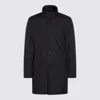 Moorer Dark Blue Coat In Black