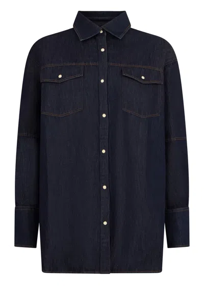 Moorer Dark Blue Denim Shirt, Versatile And Comfortable