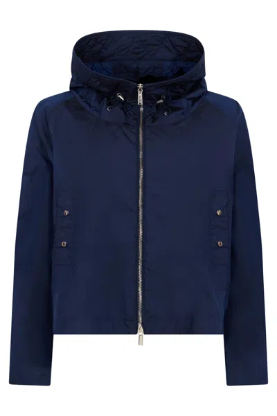 Moorer Dark Blue Elegant And Lightweight Jacket With Hood.