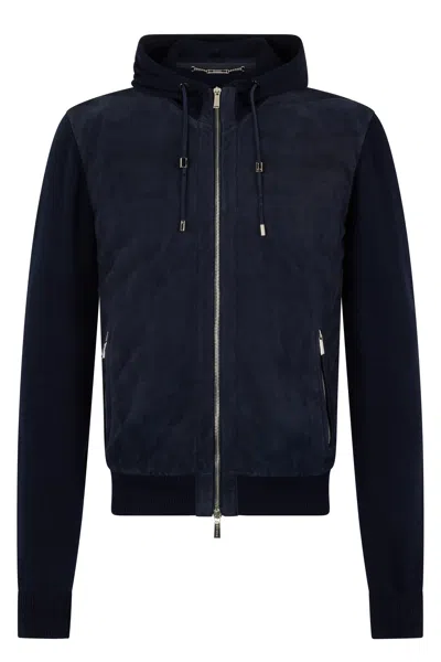 Moorer Dark Blue Hoodie Versatile