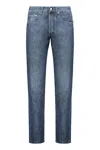 Moorer Dark Blue Jeans In High Quality Denim In Animal Print