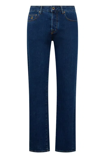 Moorer Dark Blue Jeans With A Straight Cut, Casual And Versatile.