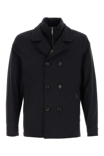 MOORER DARK BLUE NYLON BLEND VOLMER JACKET