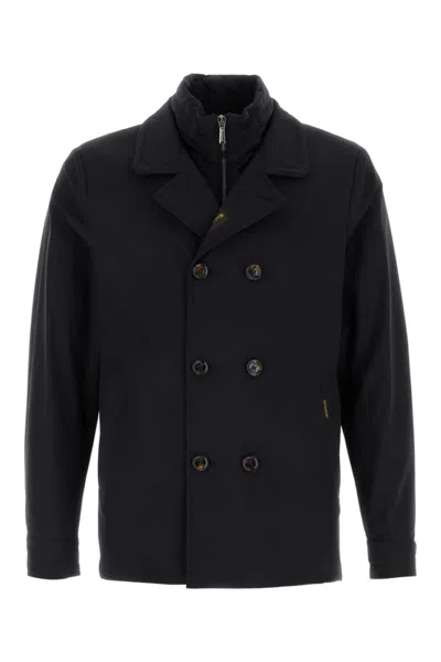 MOORER DARK BLUE NYLON BLEND VOLMER JACKET