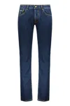 Moorer Dark Blue Straight Jeans In Denim Quality In Blue